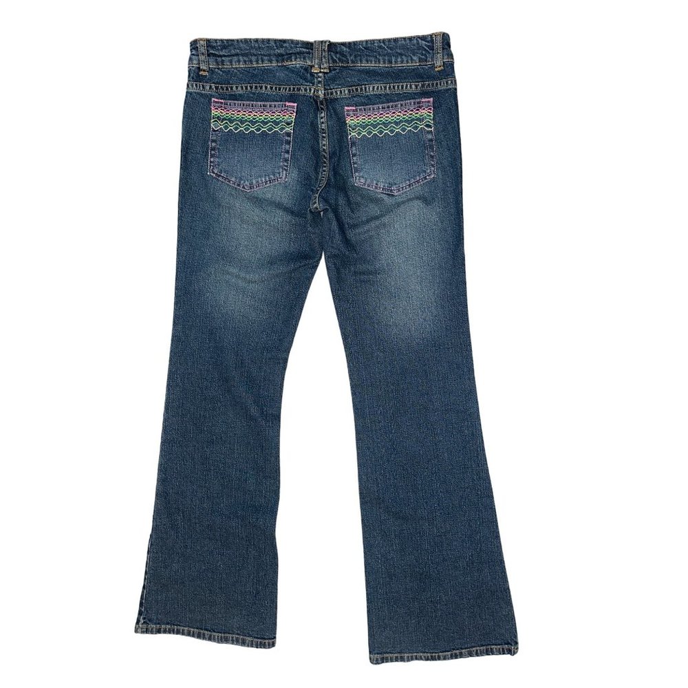 Lilly Pulitzer Blue Denim Jeans with Multicolor Embroidered Back Pockets